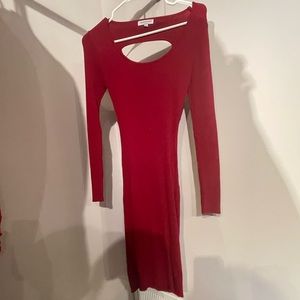 Never worn ribbed burgundy midi dress